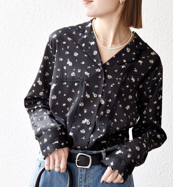 SHIPS/SHIPS any:〈洗濯機可能〉フラワー プリント レース オープンカラー シャツ