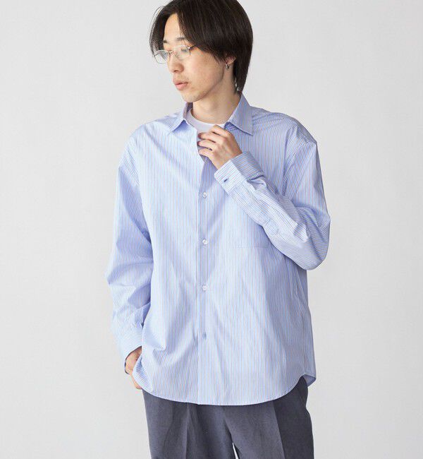 SHIPS「City Ambient Products: ブロード ストライプ チェック シャツ」|シャツ・ブラウス|スカイブルー