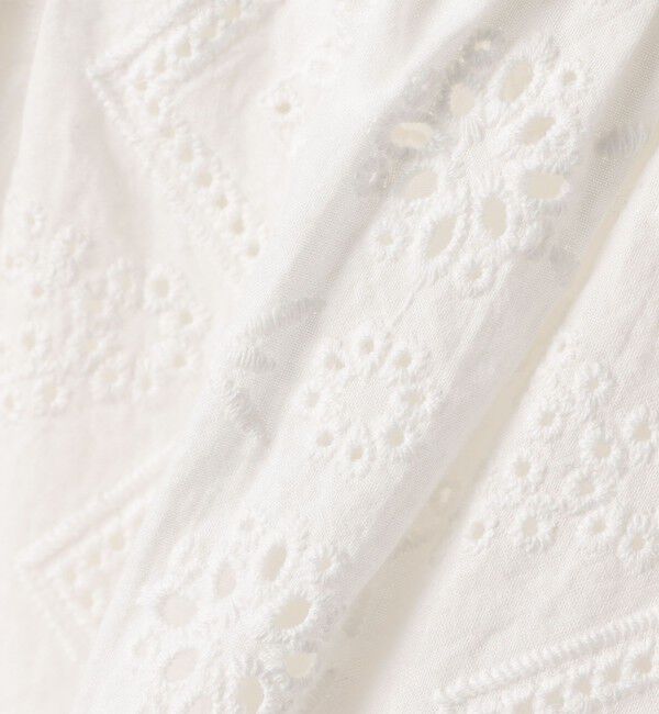 SHIPS KIDS「SHIPS KIDS:80～90cm / レース エンブロイダリー ペプラム ブラウス」|シャツ・ブラウス|