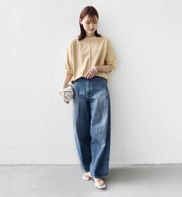 SHIPS for women「【WEB限定】〈接触冷感 / 汗染み防止加工〉オーガニック コットン 裾 ドロスト トップス」|Tシャツ・カットソー|