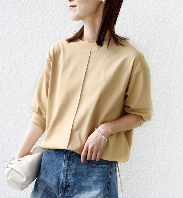 SHIPS for women「【WEB限定】〈接触冷感 / 汗染み防止加工〉オーガニック コットン 裾 ドロスト トップス」|Tシャツ・カットソー|