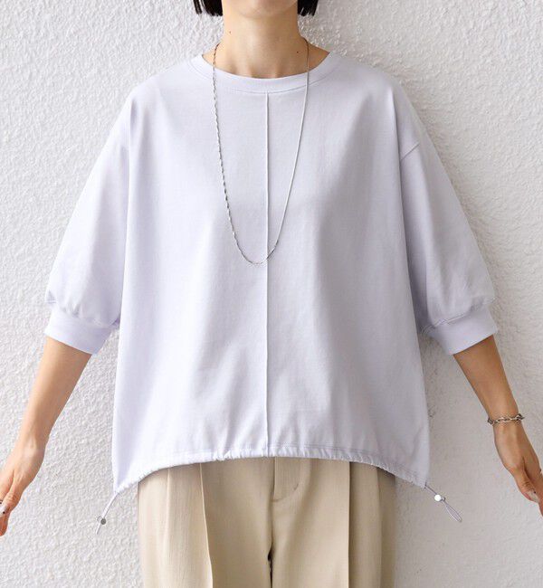 SHIPS for women「【WEB限定】〈接触冷感 / 汗染み防止加工〉オーガニック コットン 裾 ドロスト トップス」|Tシャツ・カットソー|