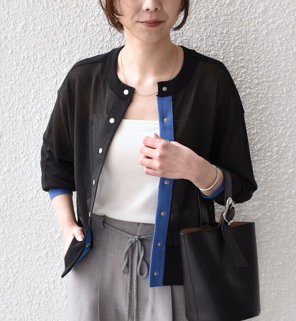 SHIPS Colors 「《予約》SHIPS Colors:〈手洗い可能〉シアー ドットボタン 配色 ニット カーディガン◆」|カーディガン|