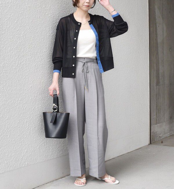 SHIPS Colors 「《予約》SHIPS Colors:〈手洗い可能〉シアー ドットボタン 配色 ニット カーディガン◆」|カーディガン|