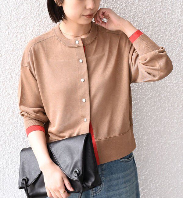 SHIPS Colors 「《予約》SHIPS Colors:〈手洗い可能〉シアー ドットボタン 配色 ニット カーディガン◆」|カーディガン|