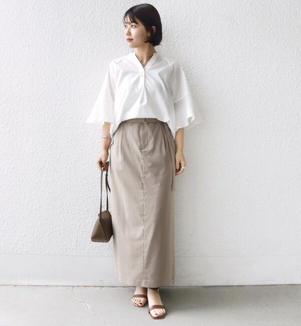 SHIPS for women「《予約》〈手洗い可能〉シアー ボーダー フレア スリーブ 半袖 ブラウス」|シャツ・ブラウス|