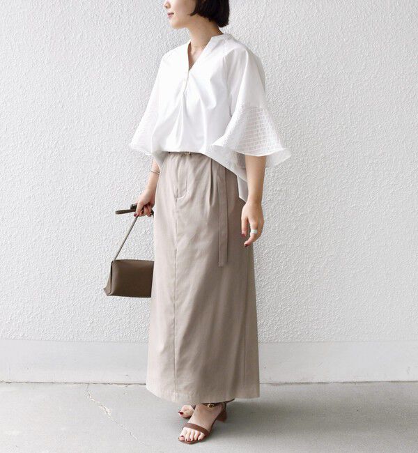 SHIPS for women「《予約》〈手洗い可能〉シアー ボーダー フレア スリーブ 半袖 ブラウス」|シャツ・ブラウス|