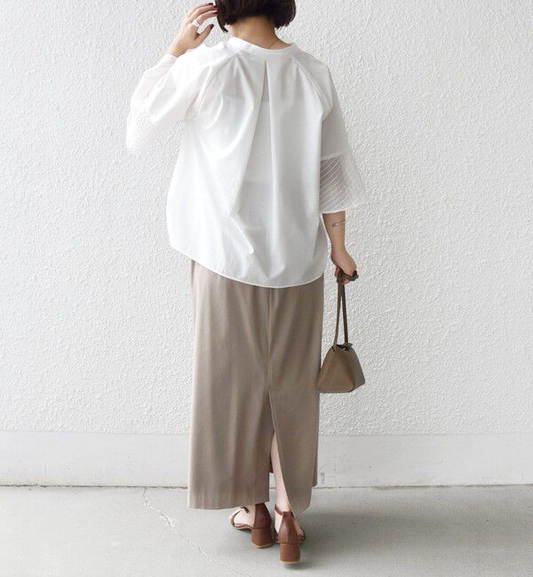 SHIPS for women「《予約》〈手洗い可能〉シアー ボーダー フレア スリーブ 半袖 ブラウス」|シャツ・ブラウス|