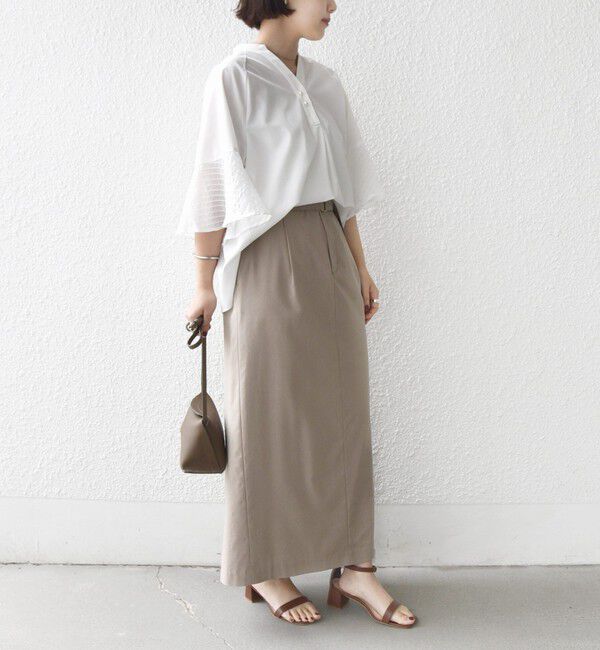 SHIPS for women「《予約》〈手洗い可能〉シアー ボーダー フレア スリーブ 半袖 ブラウス」|シャツ・ブラウス|