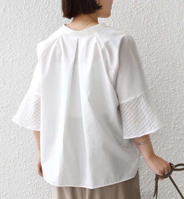 SHIPS for women「《予約》〈手洗い可能〉シアー ボーダー フレア スリーブ 半袖 ブラウス」|シャツ・ブラウス|