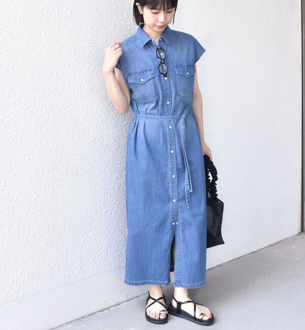SHIPS Colors 「《予約》SHIPS Colors:〈洗濯機可能〉ファンクション デニム シャツ ワンピース◆」|ワンピース|