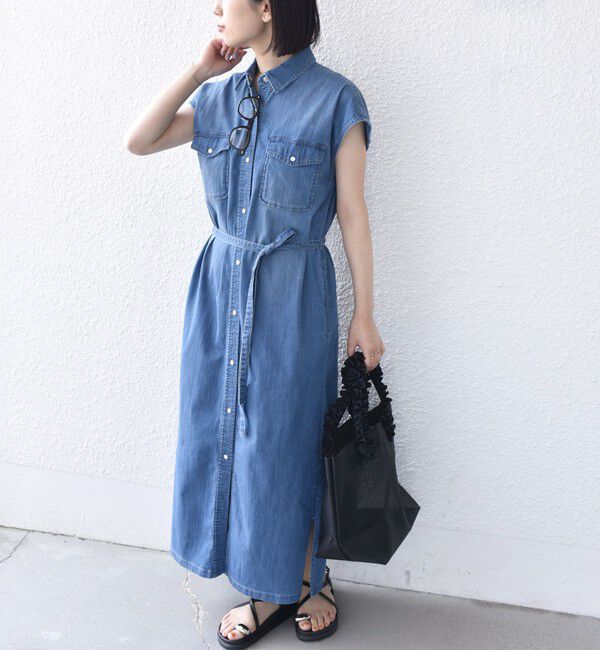 SHIPS Colors 「《予約》SHIPS Colors:〈洗濯機可能〉ファンクション デニム シャツ ワンピース◆」|ワンピース|