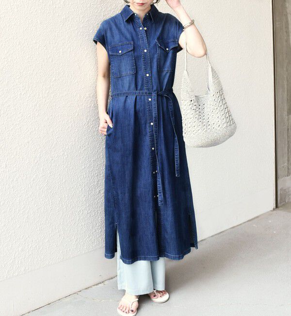 SHIPS Colors 「《予約》SHIPS Colors:〈洗濯機可能〉ファンクション デニム シャツ ワンピース◆」|ワンピース|ブルー