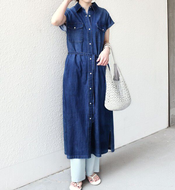 SHIPS Colors 「《予約》SHIPS Colors:〈洗濯機可能〉ファンクション デニム シャツ ワンピース◆」|ワンピース|