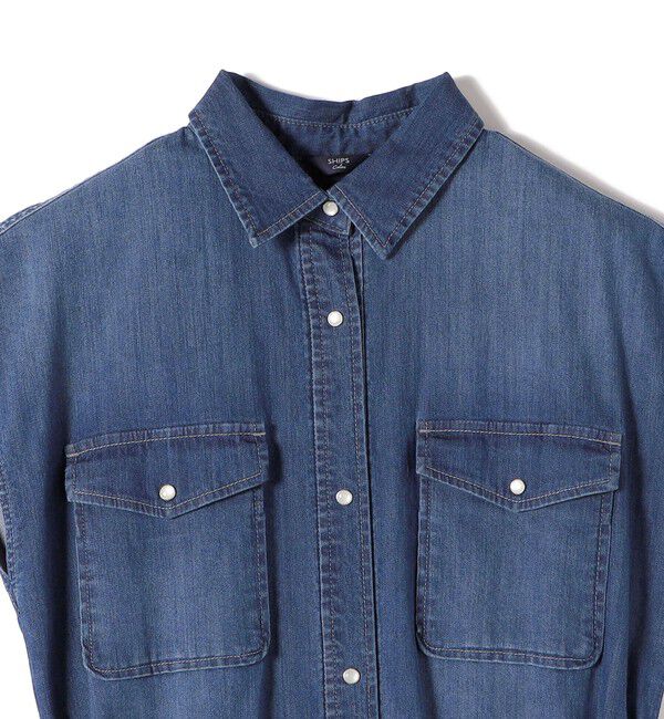 SHIPS Colors 「《予約》SHIPS Colors:〈洗濯機可能〉ファンクション デニム シャツ ワンピース◆」|ワンピース|