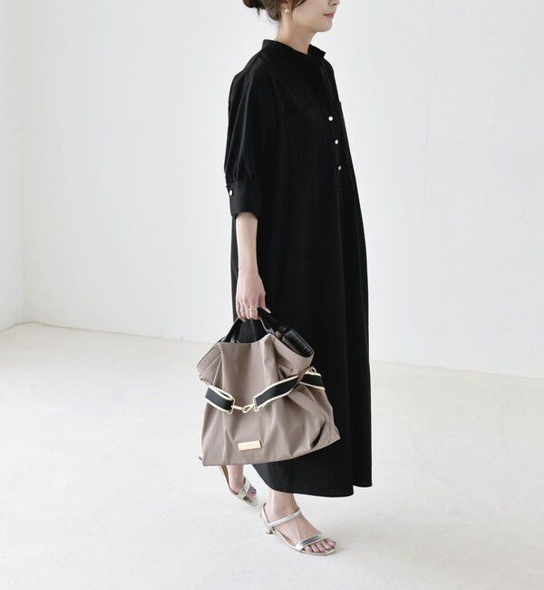 quaranciel「《予約》quaranciel:〈洗濯機可能〉CALCULO(R)使用 バンドカラー シャツ ワンピース」|ワンピース|