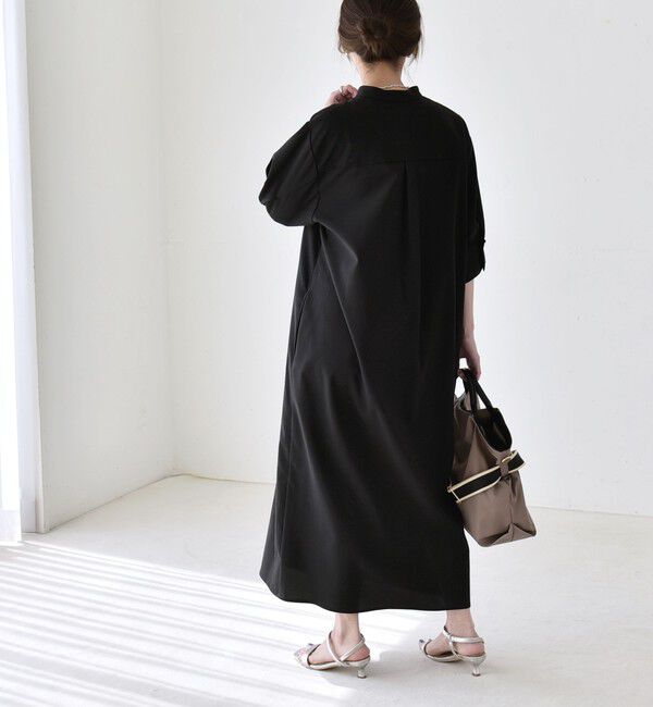 quaranciel「《予約》quaranciel:〈洗濯機可能〉CALCULO(R)使用 バンドカラー シャツ ワンピース」|ワンピース|