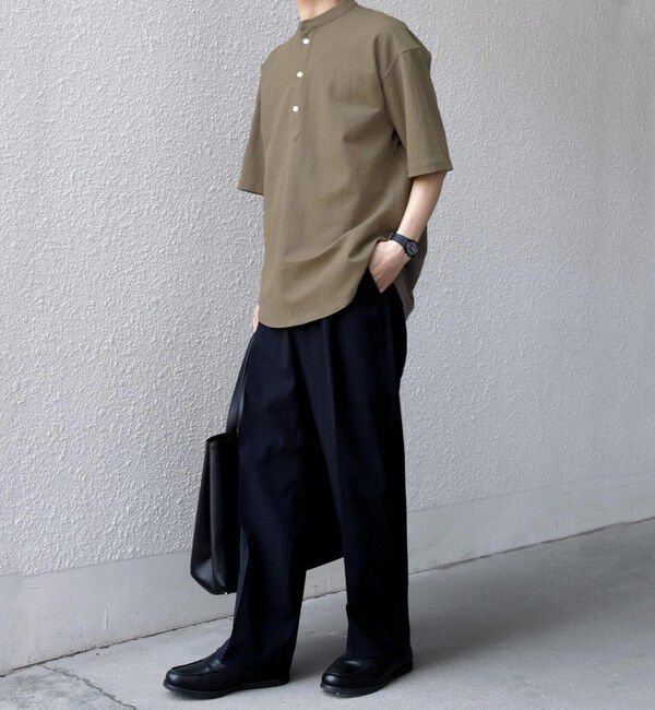 SHIPS any「SHIPS any: 360&deg; THE CIRCLE STRETCH リネン混 バンドカラーシャツ◆」|シャツ・ブラウス|