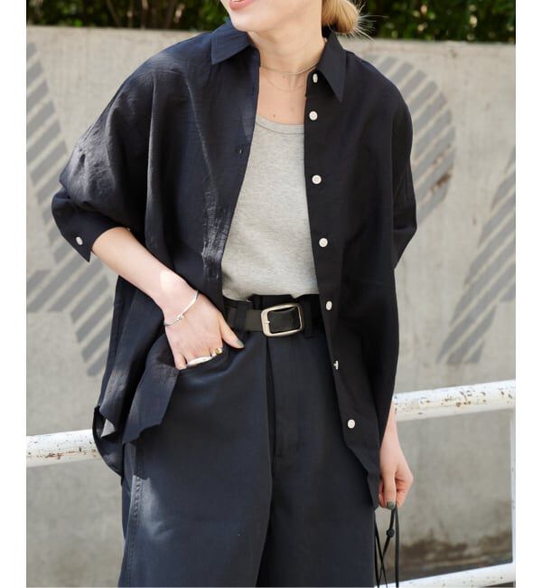 OUTDOOR PRODUCTS Usual Things「≪予約 追加≫レーヨンリネンシャツ」|シャツ・ブラウス|ブラック