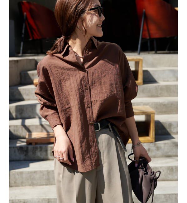 OUTDOOR PRODUCTS Usual Things「≪予約 追加≫レーヨンリネンシャツ」|シャツ・ブラウス|ブラウン