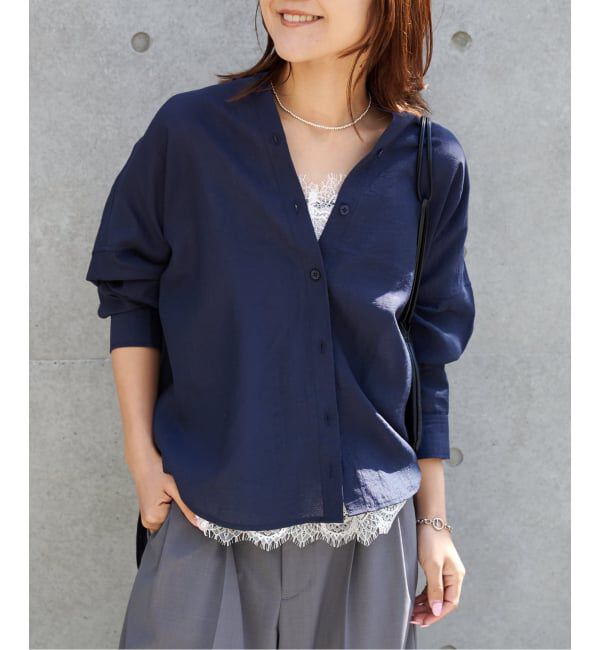 OUTDOOR PRODUCTS Usual Things「≪予約 追加≫レーヨンリネンシャツ」|シャツ・ブラウス|ネイビー