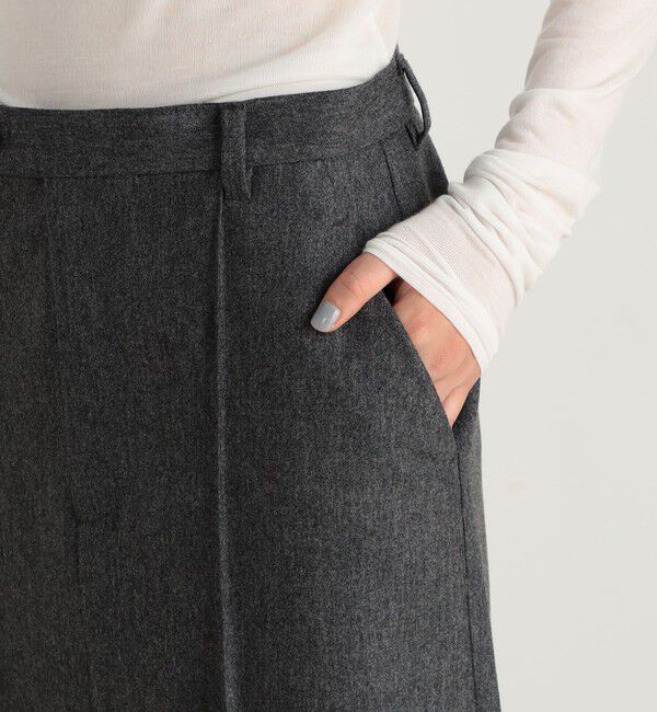 Edition「ポプリンメルトン ロングスカート」|タイト|