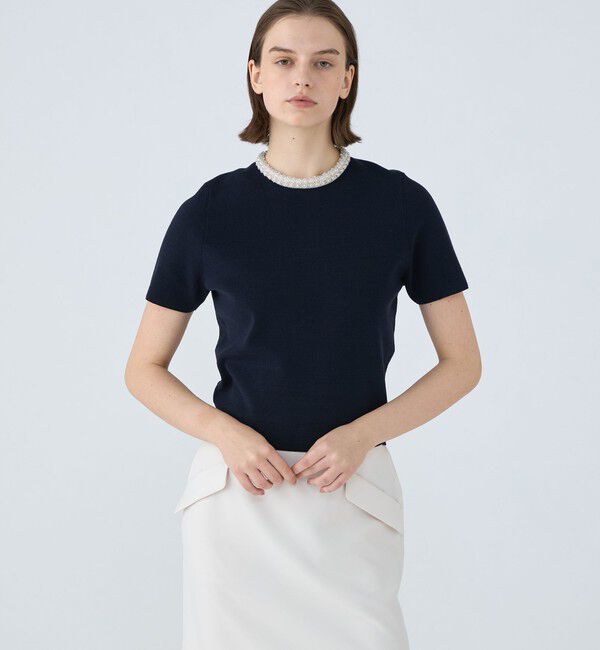 Ballsey「パールコンビ ショートスリーブプルオーバー」|ニット・セーター|