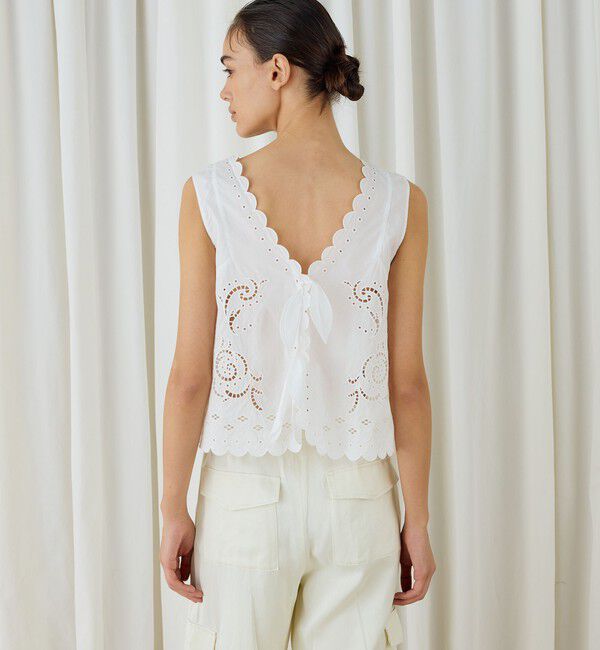 DES PRES「カットワークエンブロイダリー スリーブレスブラウス」|シャツ・ブラウス|