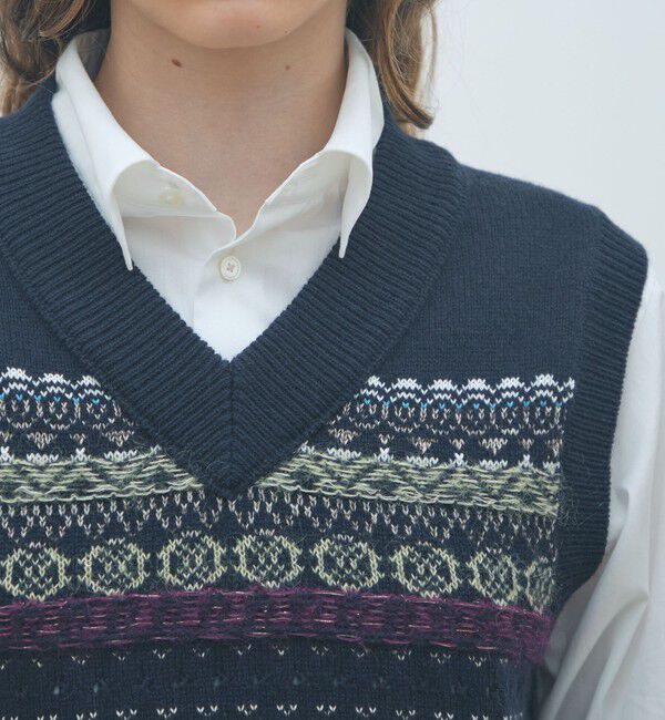 MACPHEE「フェアアイル Vネックベスト」|ベスト・ジレ|