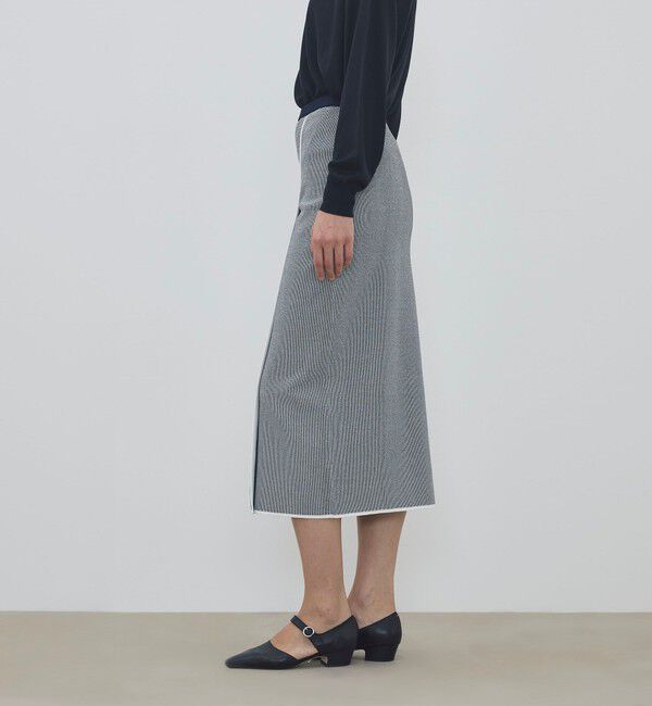 DES PRES「ストレッチダブルジャカード パイピングニットスカート」|タイト|