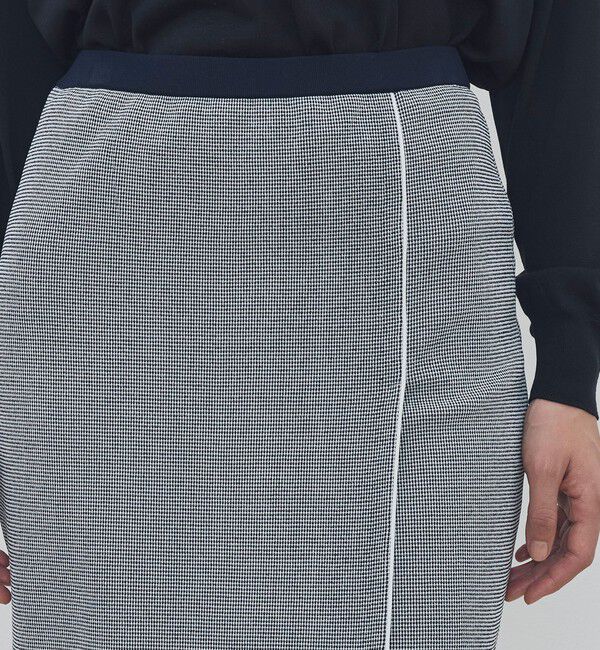 DES PRES「ストレッチダブルジャカード パイピングニットスカート」|タイト|