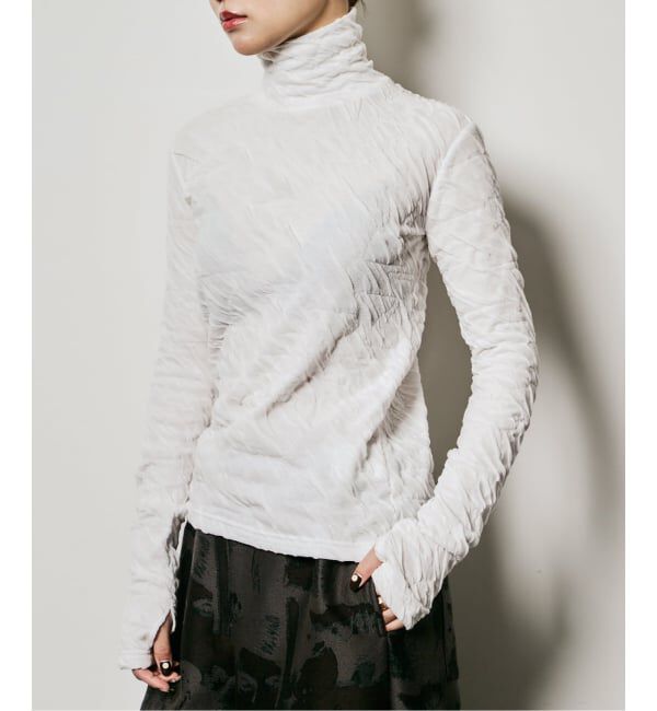  「SEEALL JACQUARD HIGH NECK TOP SAW51/TS905：カットソー」|Tシャツ・カットソー|ホワイト