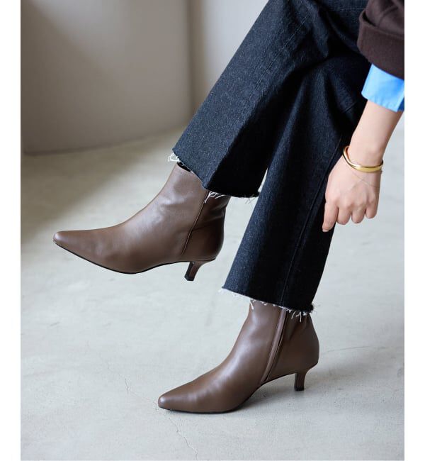 SLOBE IENA「SLOBE ポインテッドブーツ」|ショートブーツ|ブラウン