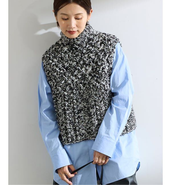 IENA「ハンドニットARANジレ」|ベスト・ジレ|ブラック A