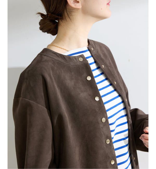 IENA「ラムスエードブルゾン」|ライダースジャケット|