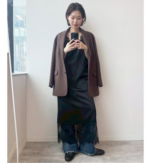 SLOBE IENA「《WEB限定/追加2予約》レースサテンワンピース」|ワンピース|