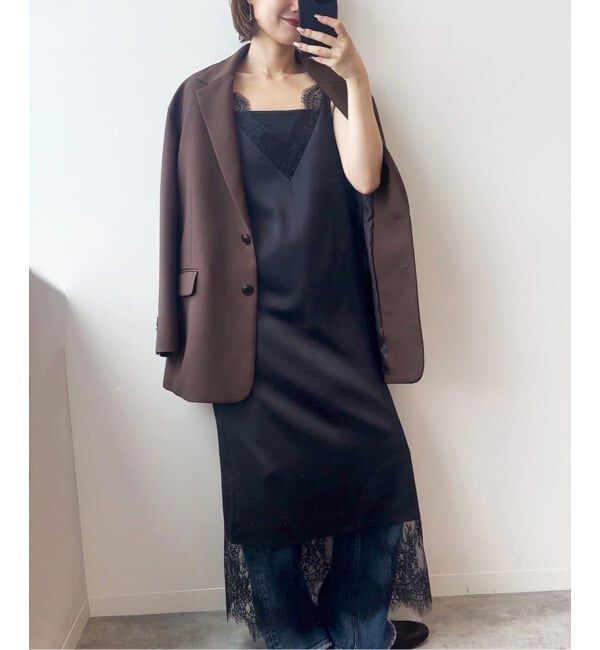 SLOBE IENA「《WEB限定/追加2予約》レースサテンワンピース」|ワンピース|