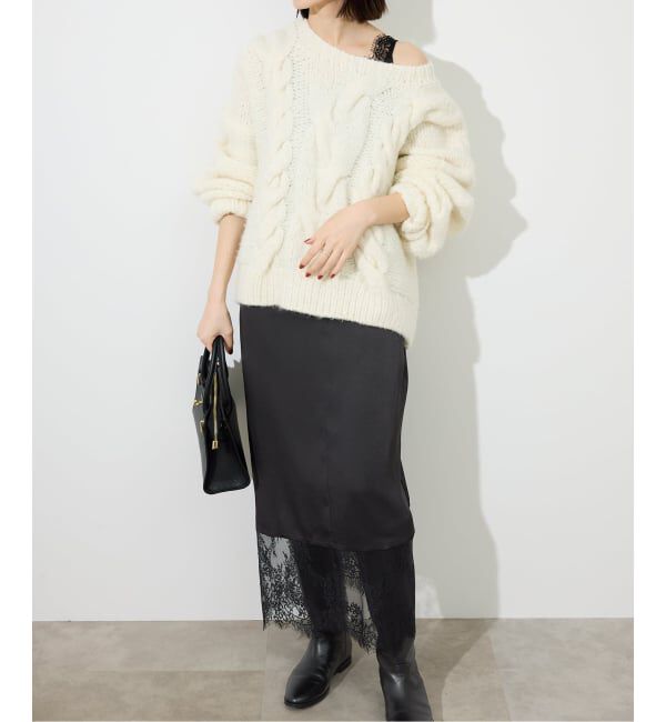 SLOBE IENA「《WEB限定/追加2予約》レースサテンワンピース」|ワンピース|