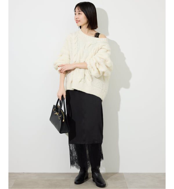 SLOBE IENA「《WEB限定/追加2予約》レースサテンワンピース」|ワンピース|