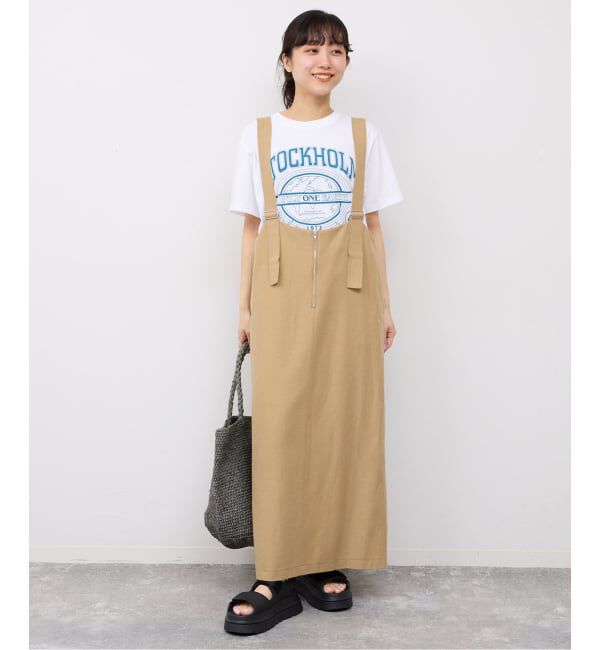 SLOBE IENA「《WEB限定》アイラインフロントジップジャンパースカート」|ワンピース|