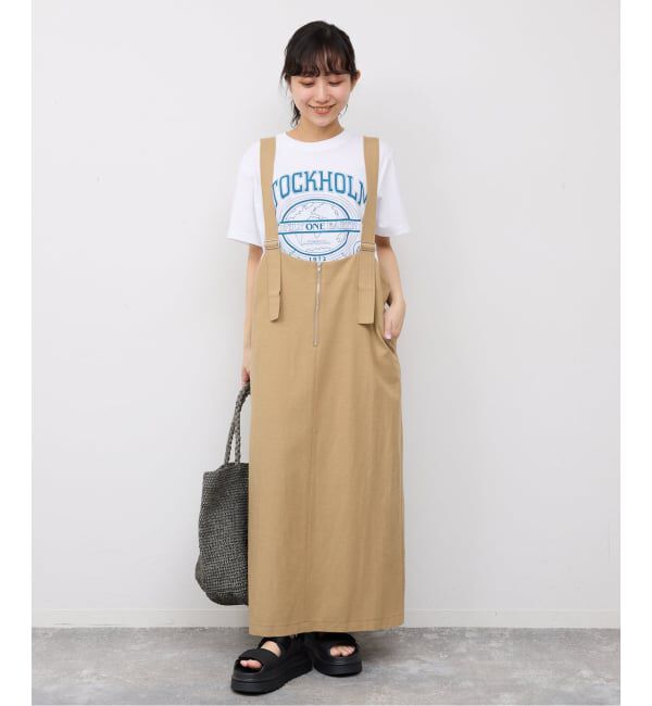 SLOBE IENA「《WEB限定》アイラインフロントジップジャンパースカート」|ワンピース|