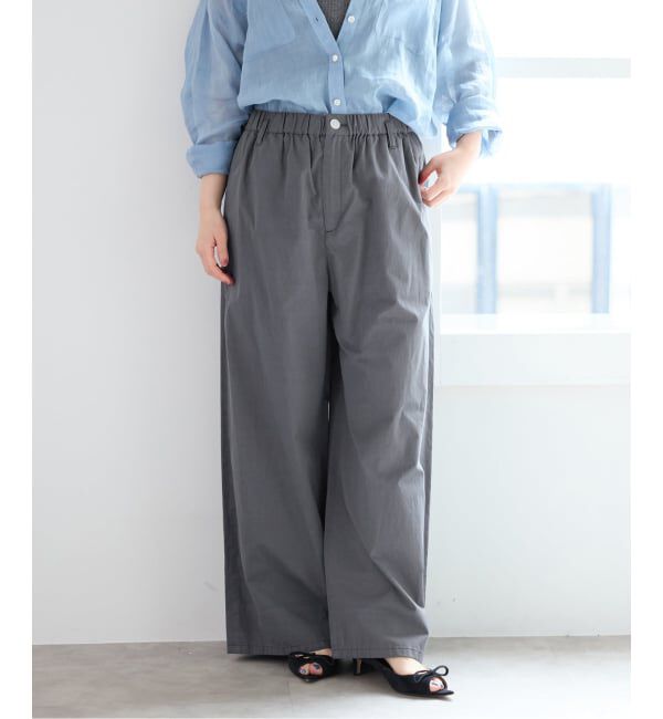 IENA「《予約/洗濯機洗い可》コットンサテンイージーワイドパンツ」|その他|グレー