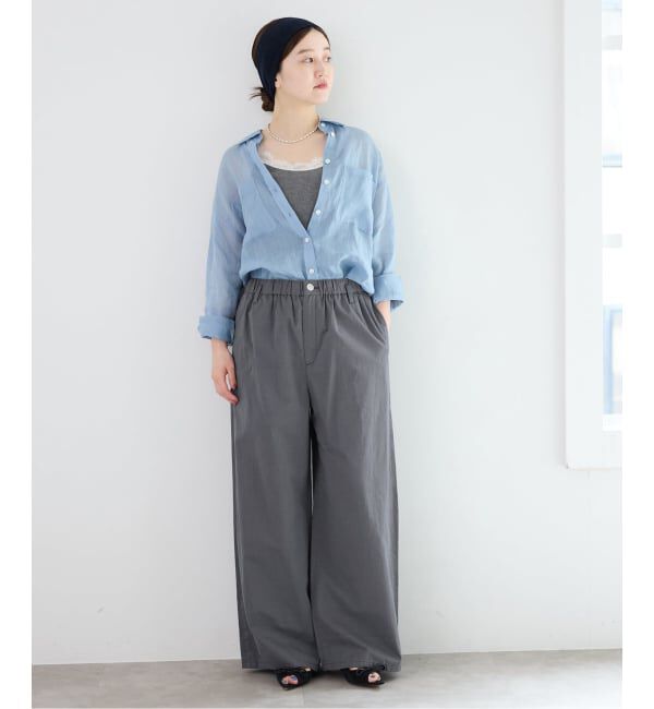 IENA「《予約/洗濯機洗い可》コットンサテンイージーワイドパンツ」|その他|