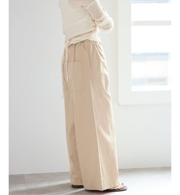 IENA「《予約/洗濯機洗い可》コットンサテンイージーワイドパンツ」|その他|