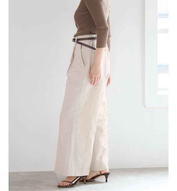 IENA「《セットアップ対応/予約》ウォッシャブル リネン混スラックス」|スラックス|