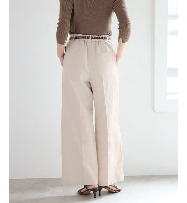 IENA「《セットアップ対応/予約》ウォッシャブル リネン混スラックス」|スラックス|