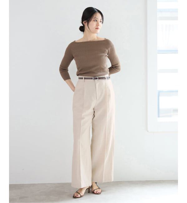 IENA「《セットアップ対応/予約》ウォッシャブル リネン混スラックス」|スラックス|