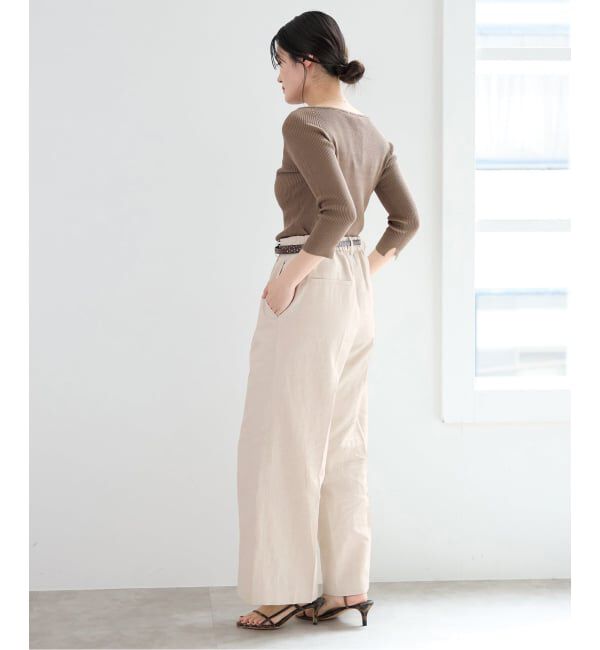 IENA「《セットアップ対応/予約》ウォッシャブル リネン混スラックス」|スラックス|