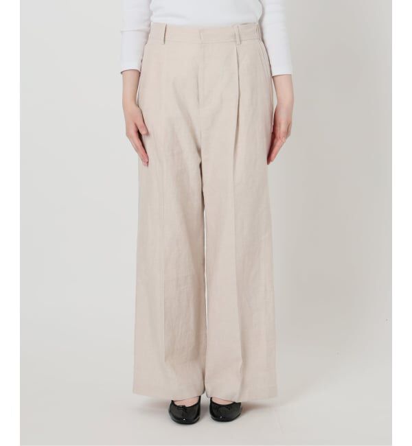 IENA「《セットアップ対応/予約》ウォッシャブル リネン混スラックス」|スラックス|