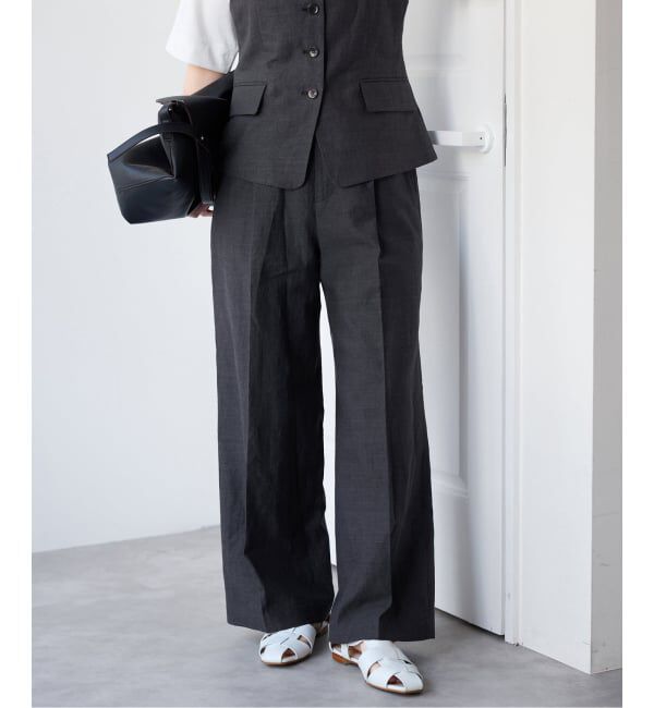 IENA「《セットアップ対応/予約》ウォッシャブル リネン混スラックス」|スラックス|